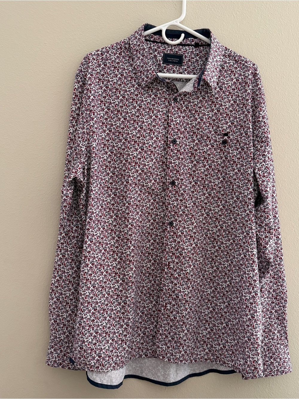 7 Diamonds Liberty Men's Long Sleeve Button-Up Woven 4-Way Stretch Floral XXL